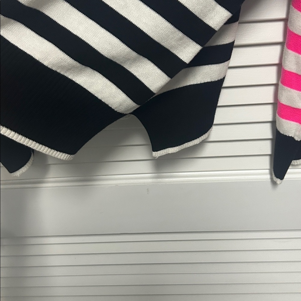 WISPR Striped Black and White Sweater with Pink Sleeve Accents - Picture 5 of 7